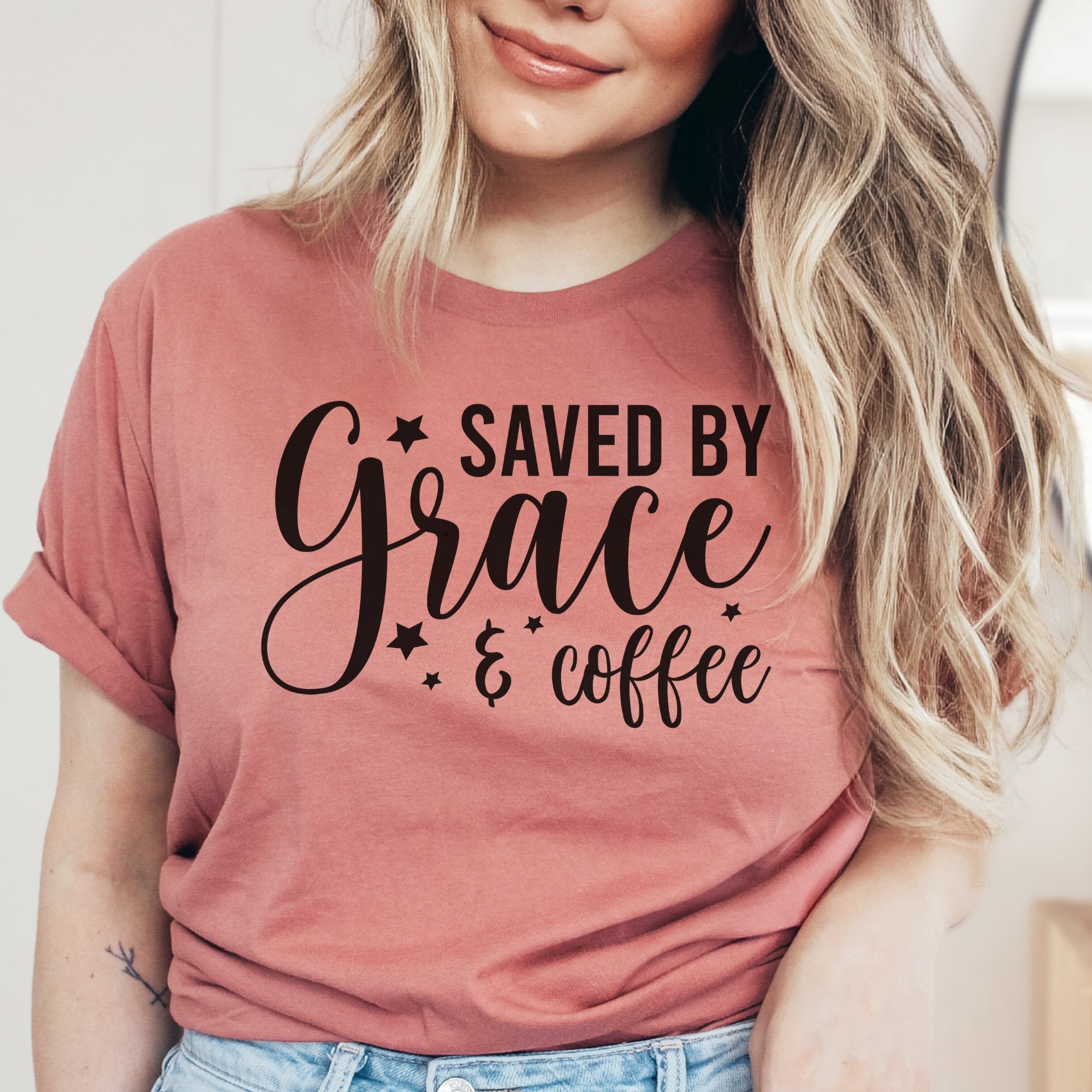 Saved by Grace and Coffee Printify