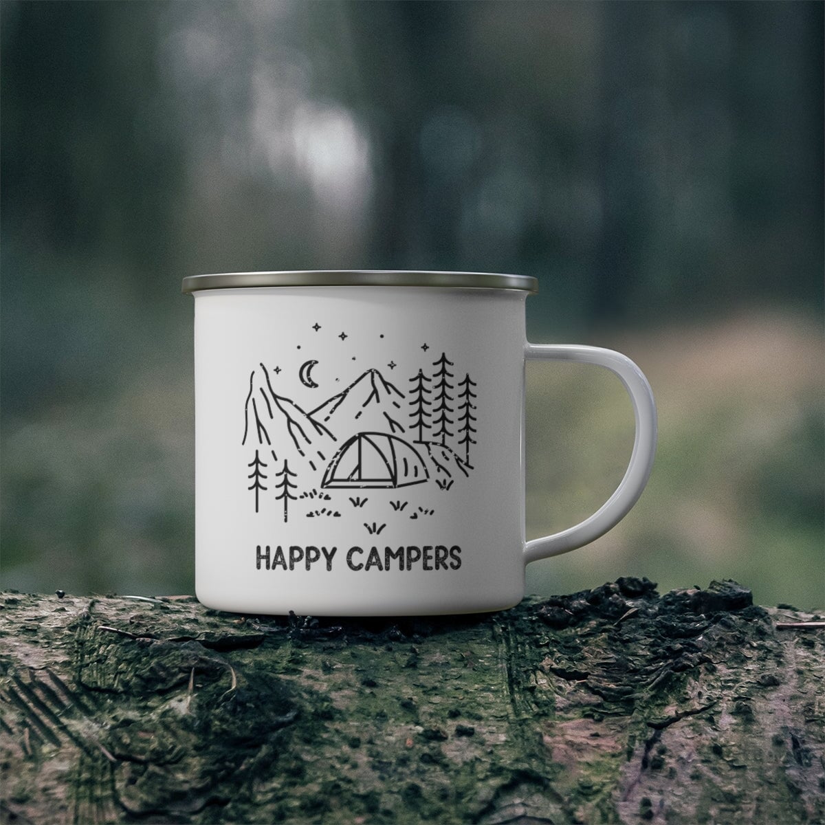 Happy Campers Enamel Mug Printify