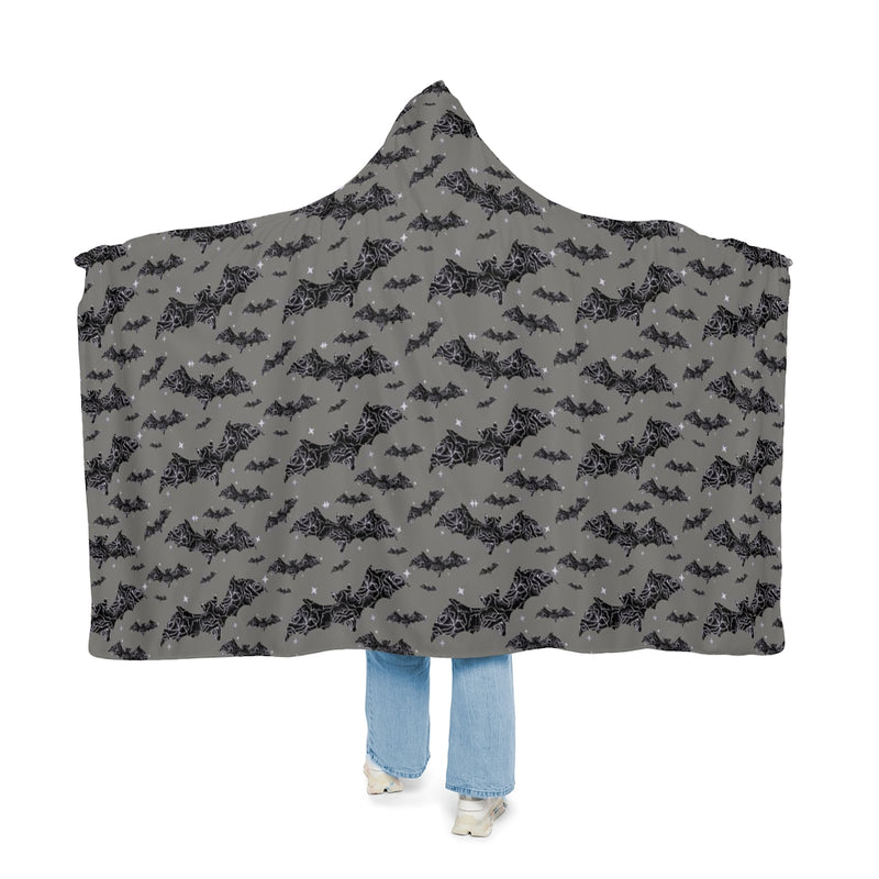 All over Print Snuggle Hooded Blanket Halloween Bats Printify