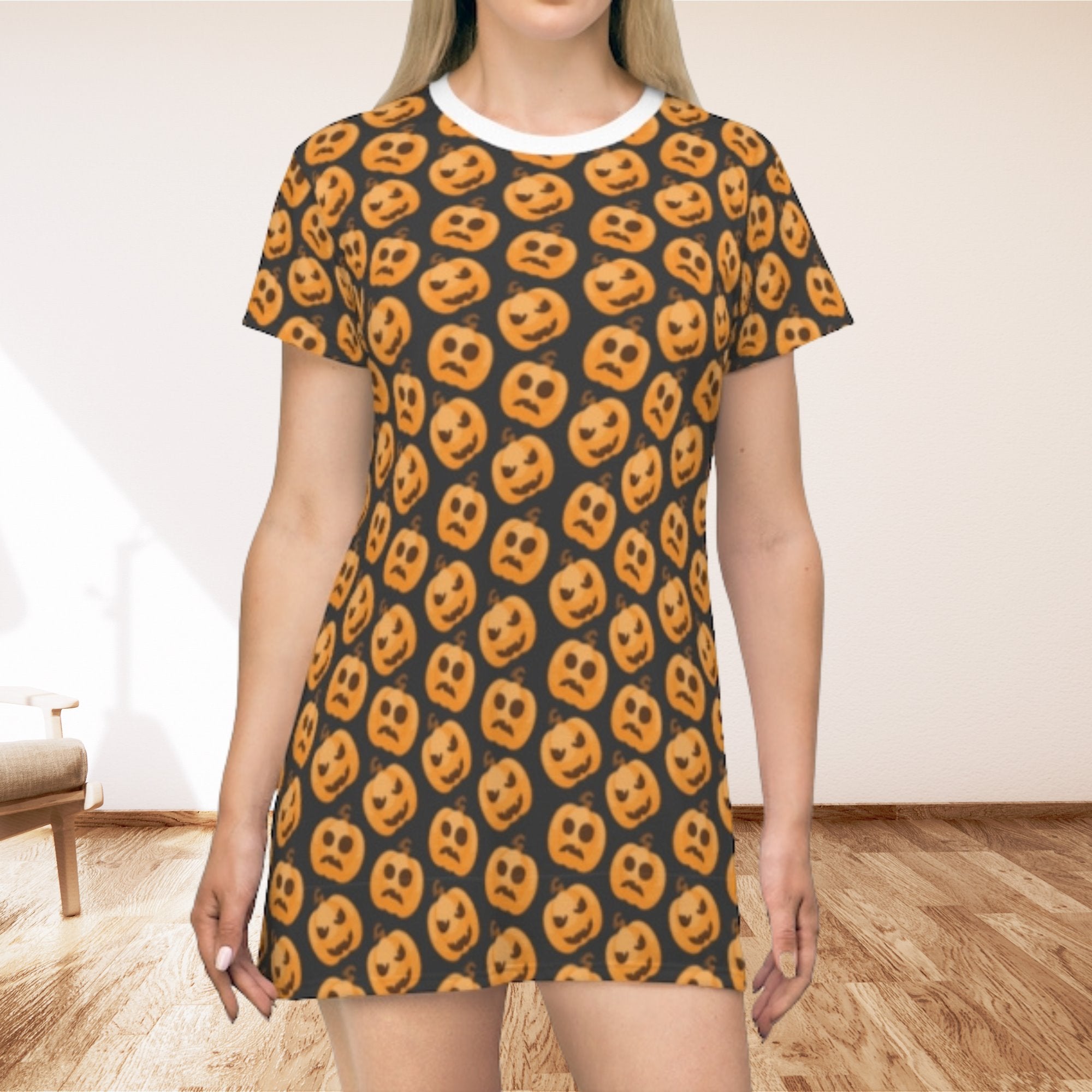 Halloween Pumpkin Shirt Dress Printify