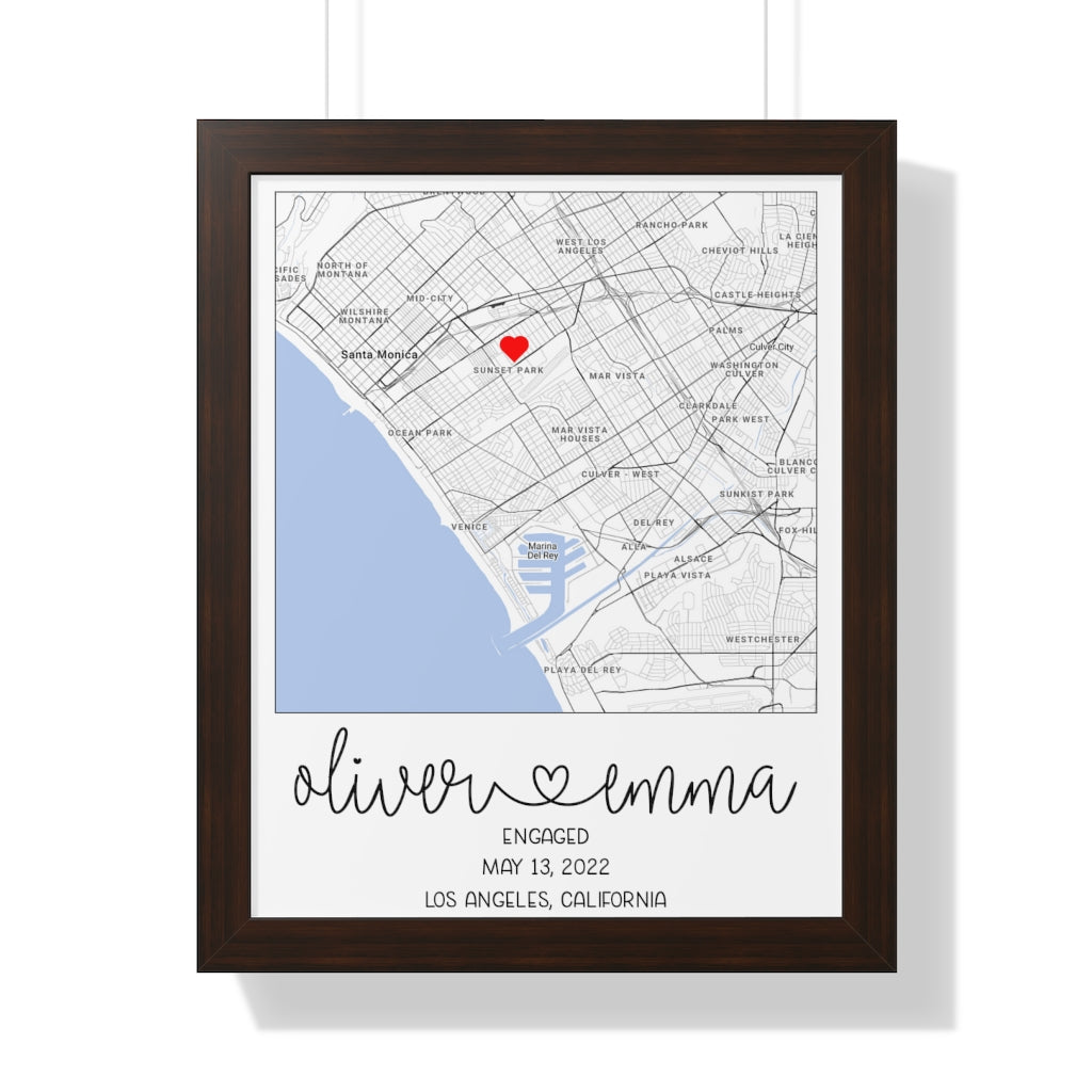 Engaged Map and Date Printify