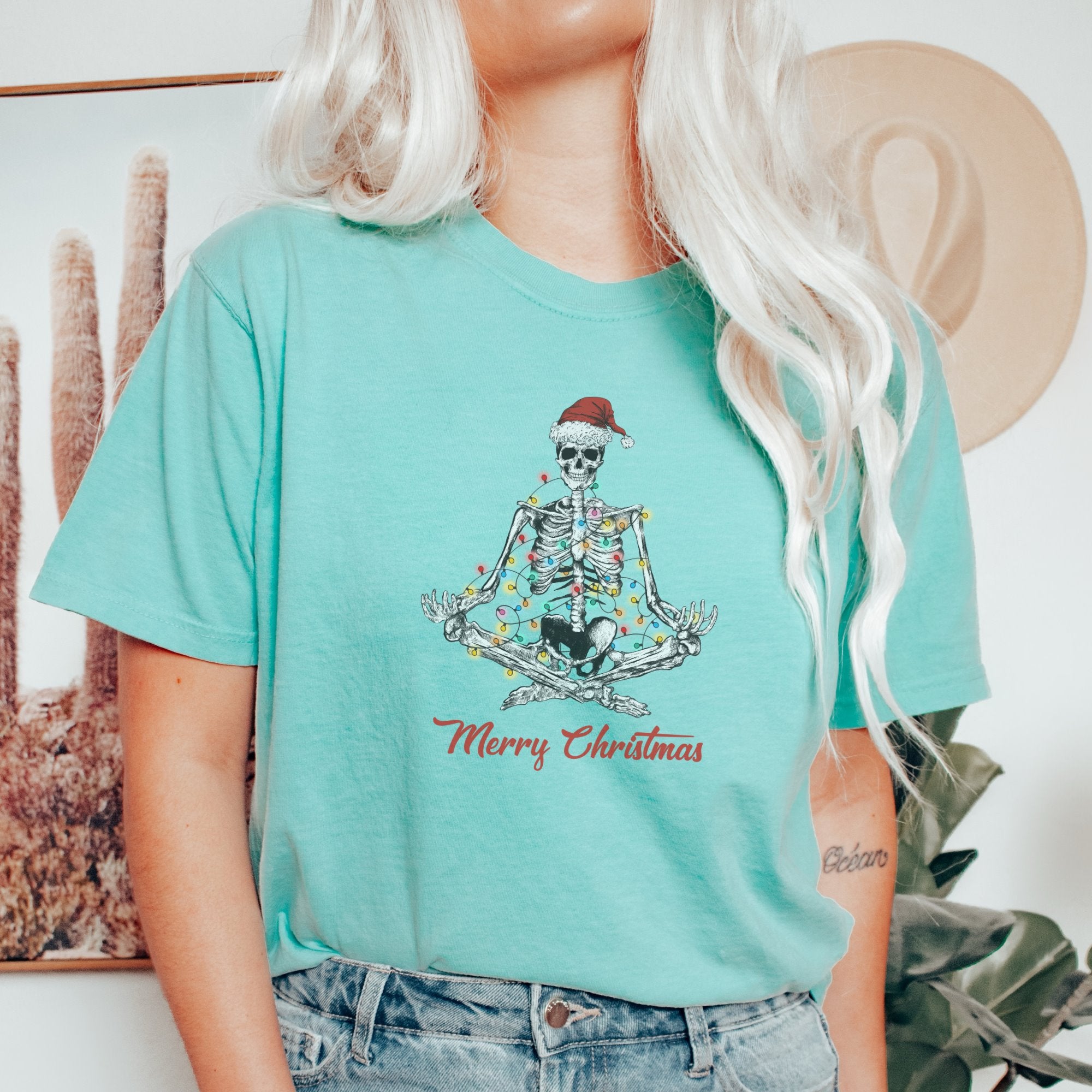 Merry Christmas Skeleton Yoga Printify