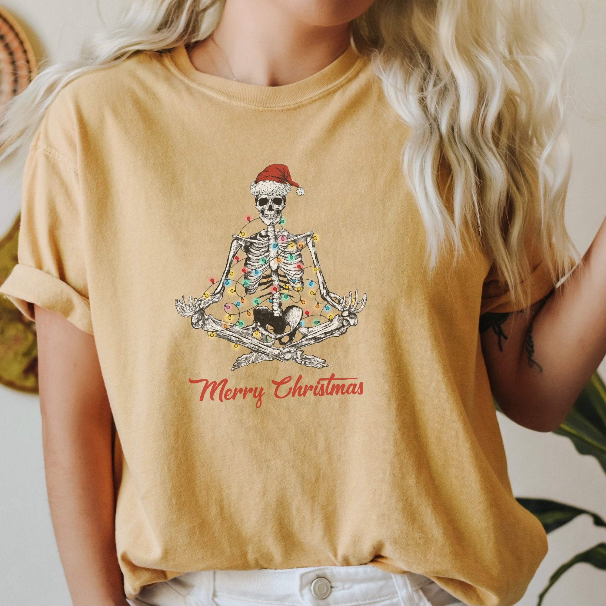 Merry Christmas Skeleton Yoga Printify