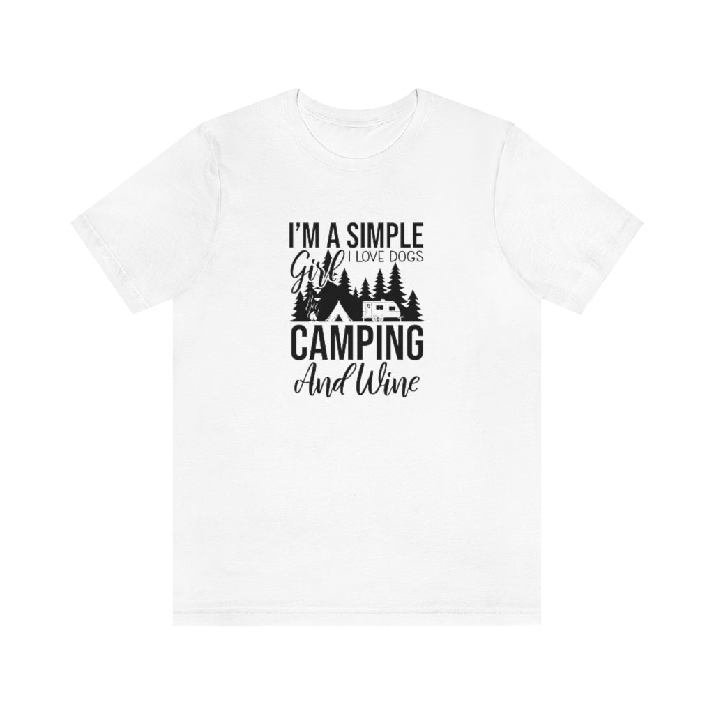 I'm a simple girl, I love dogs, camping and wine Printify